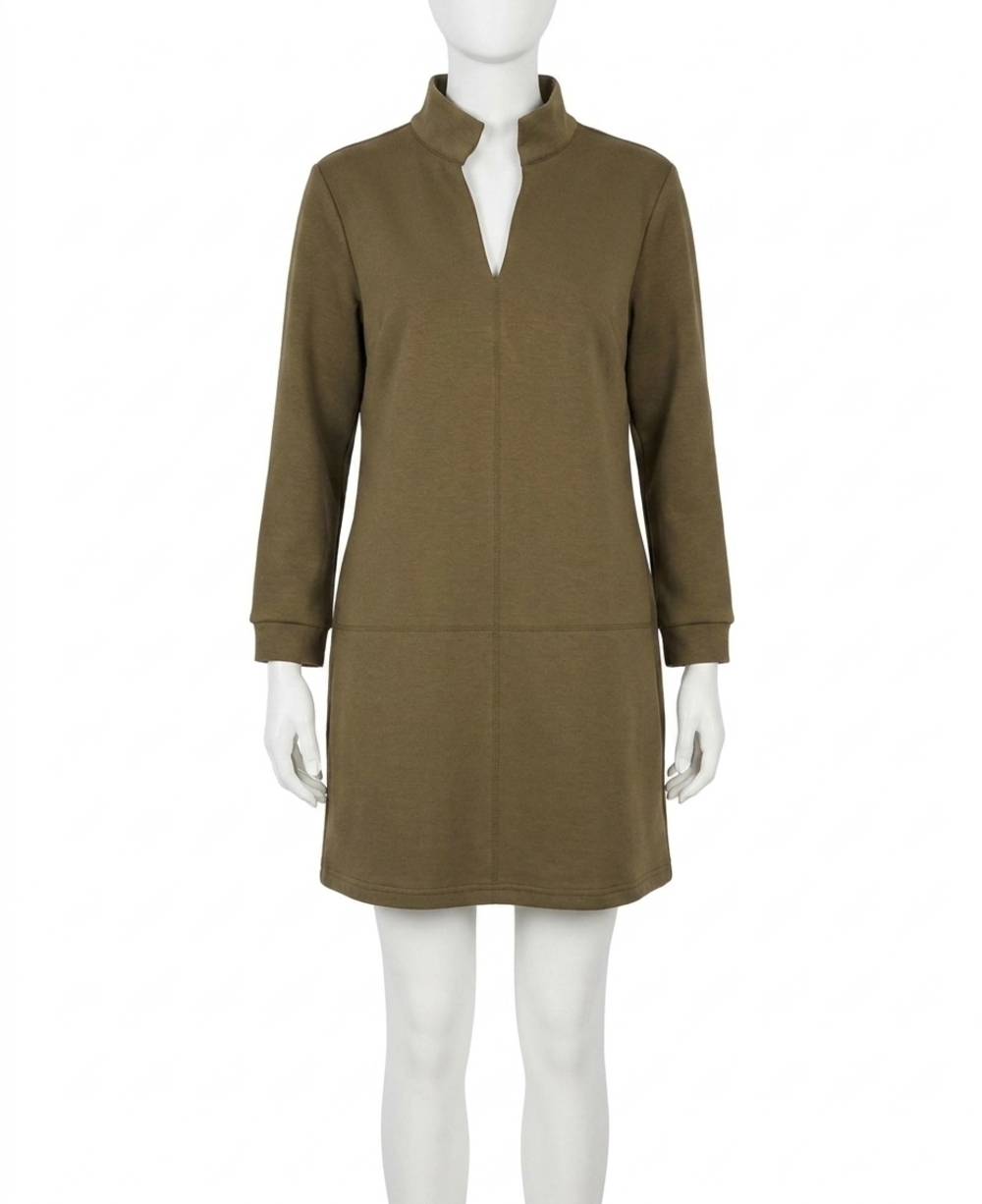 NEW JODIFL collared long sleeve shift dress in olive